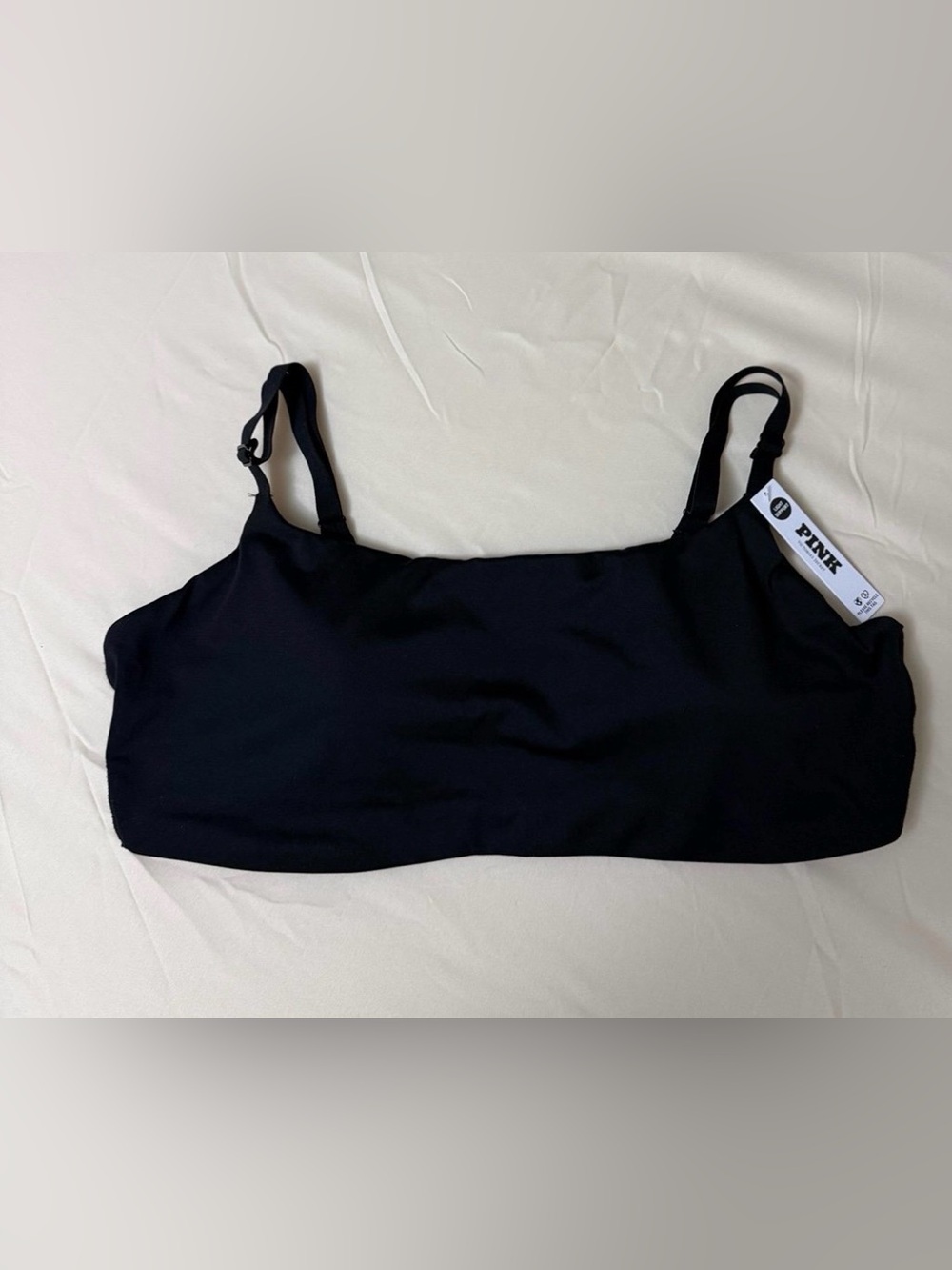 NWT VS PINK XL black square‎ neck sports bra. - Picture 2 of 6
